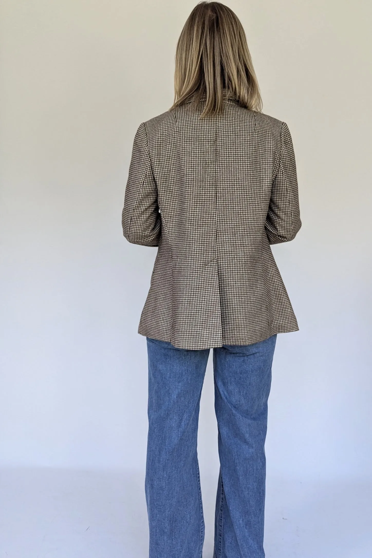 1980s Blazer in Cream and Brown Dogtooth