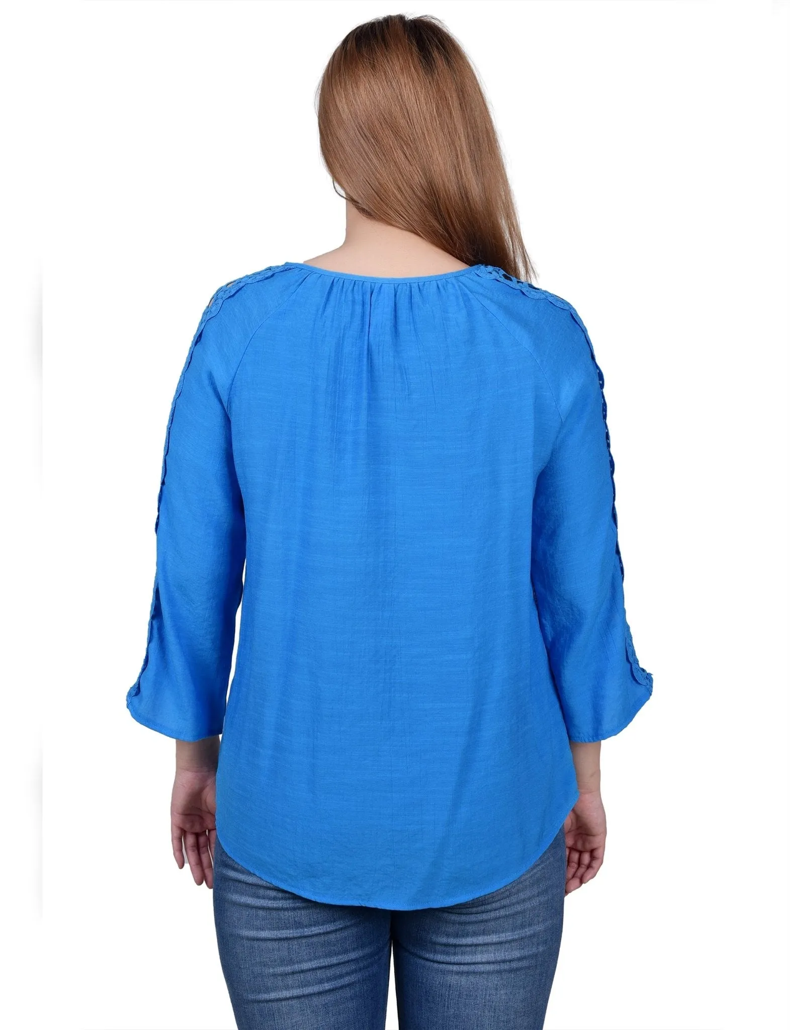 3/4 Length Sleeve Crochet Detail Blouse