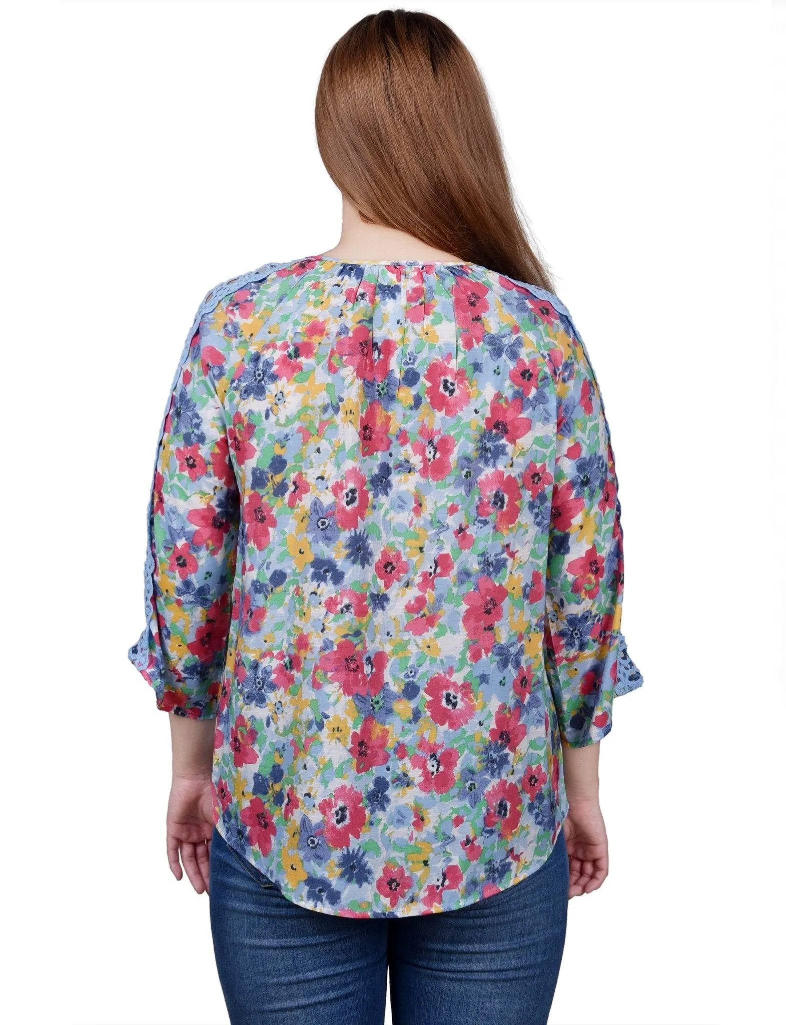 3/4 Length Sleeve Crochet Detail Blouse