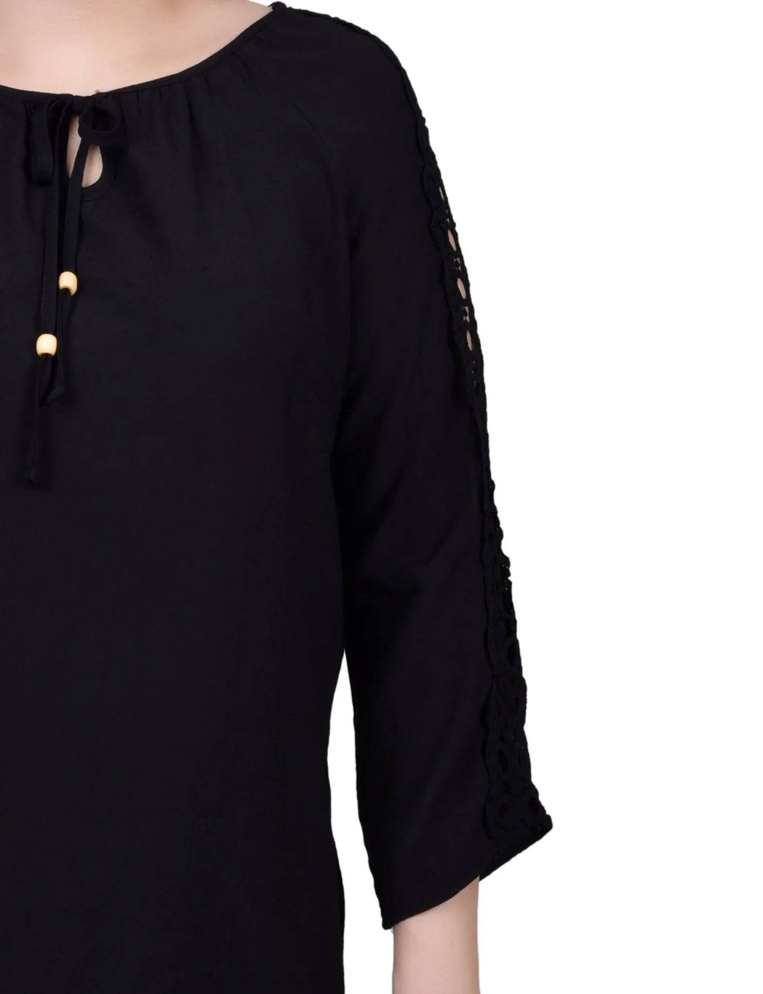 3/4 Length Sleeve Crochet Detail Blouse