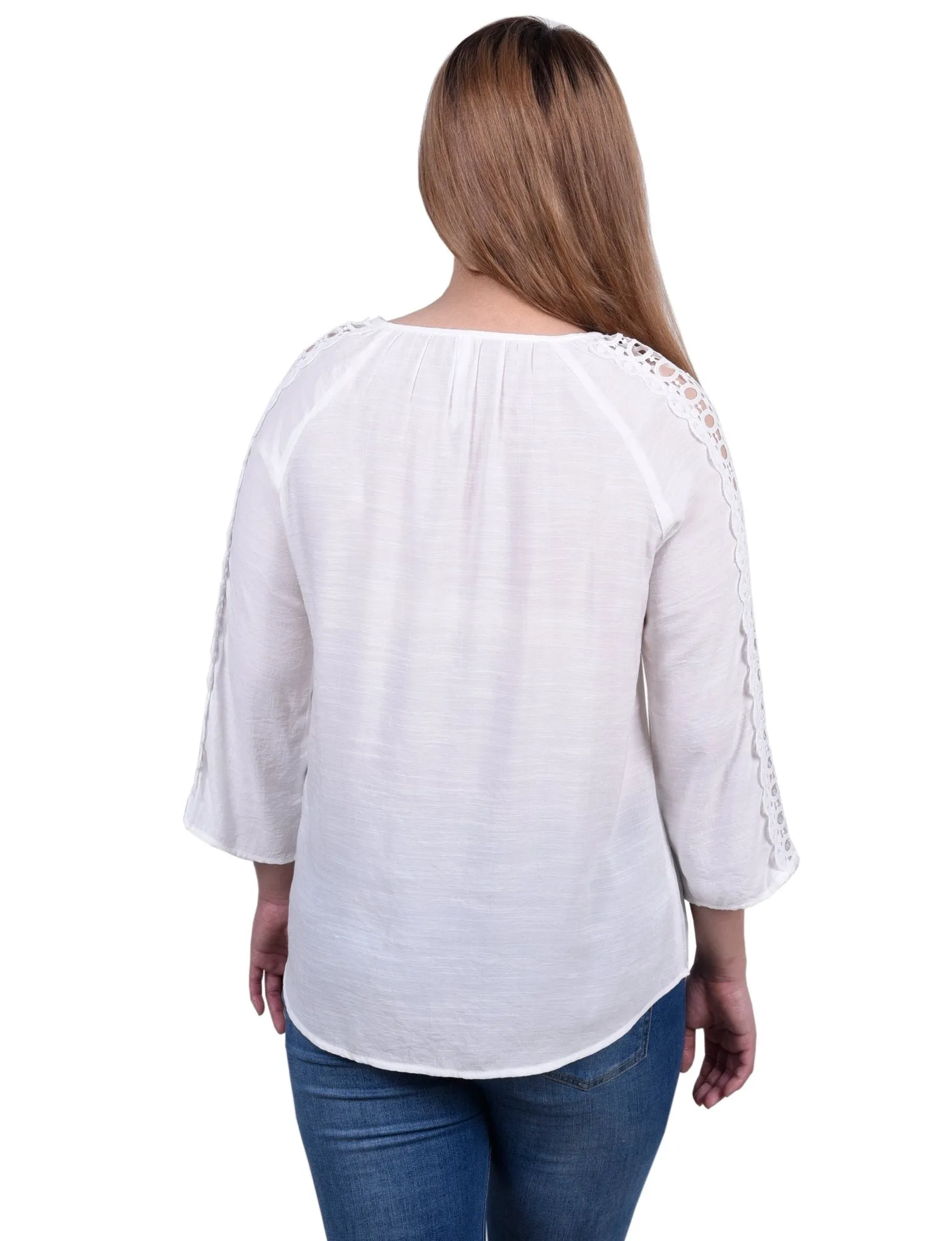 3/4 Length Sleeve Crochet Detail Blouse