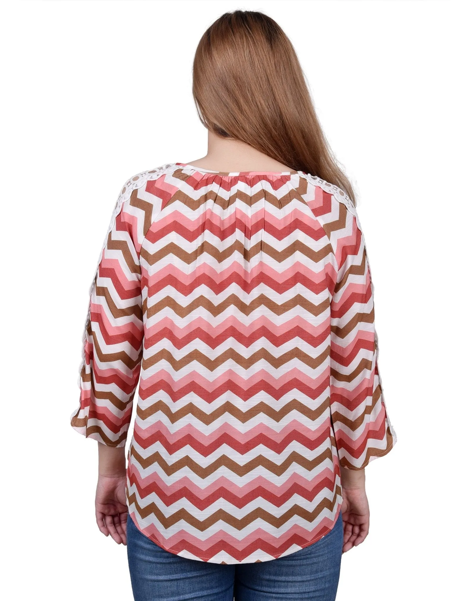 3/4 Length Sleeve Crochet Detail Blouse