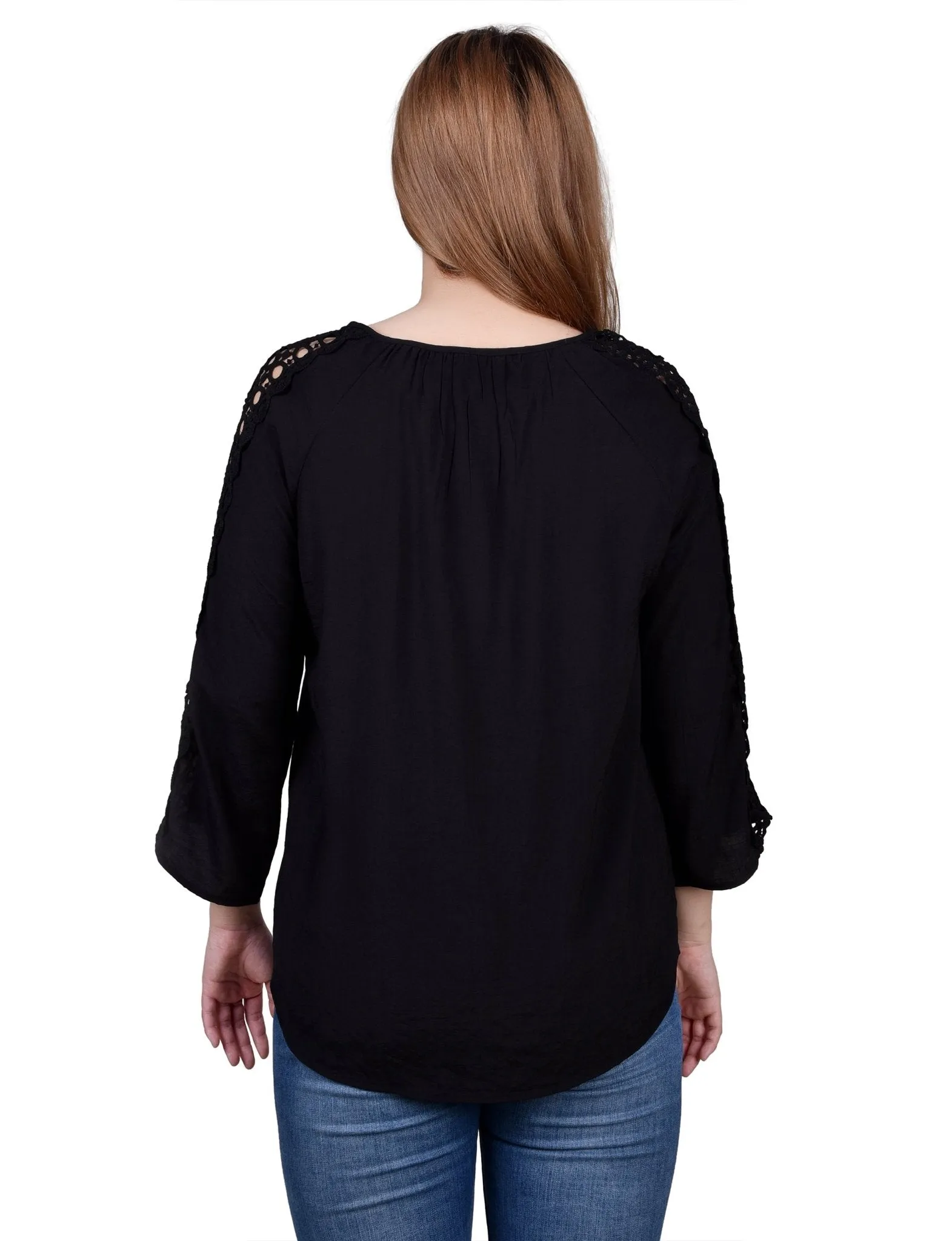 3/4 Length Sleeve Crochet Detail Blouse