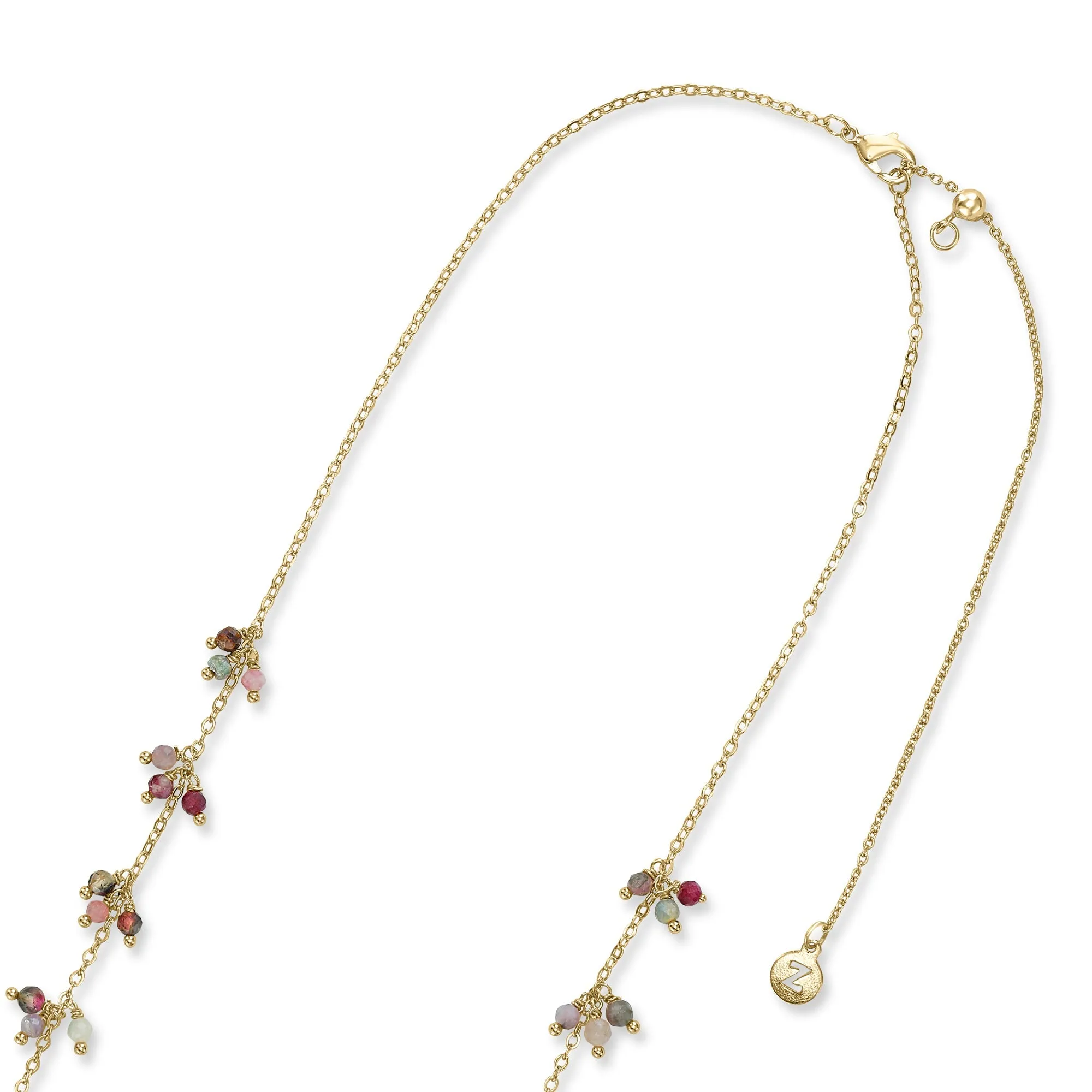 Accessorize London Women 14K Real Gold Plated Tourmaline Cluster Station Necklace