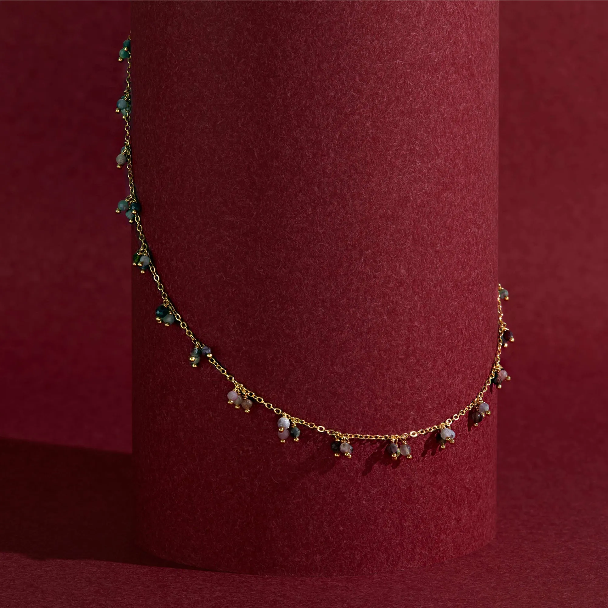 Accessorize London Women 14K Real Gold Plated Tourmaline Cluster Station Necklace