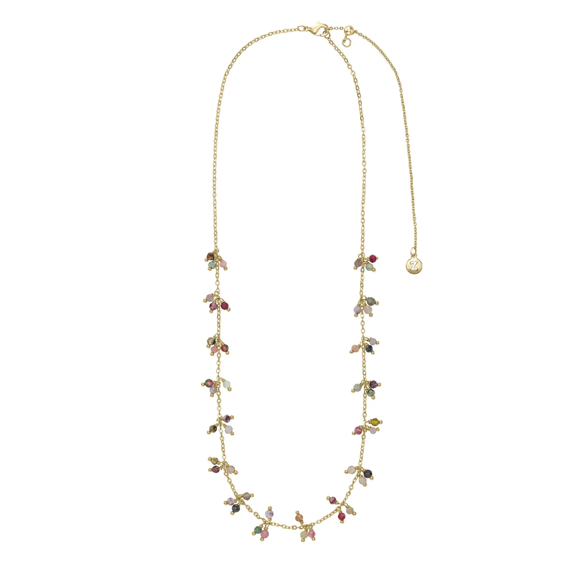 Accessorize London Women 14K Real Gold Plated Tourmaline Cluster Station Necklace