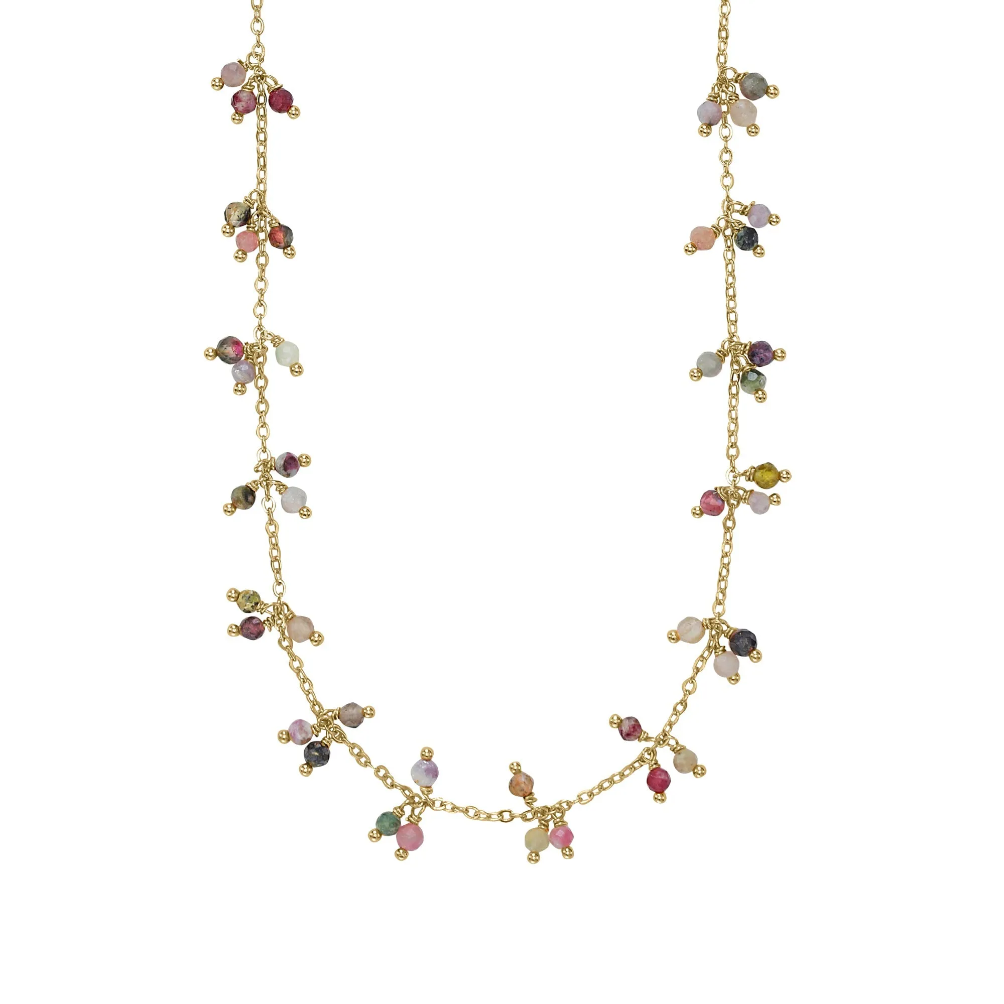 Accessorize London Women 14K Real Gold Plated Tourmaline Cluster Station Necklace