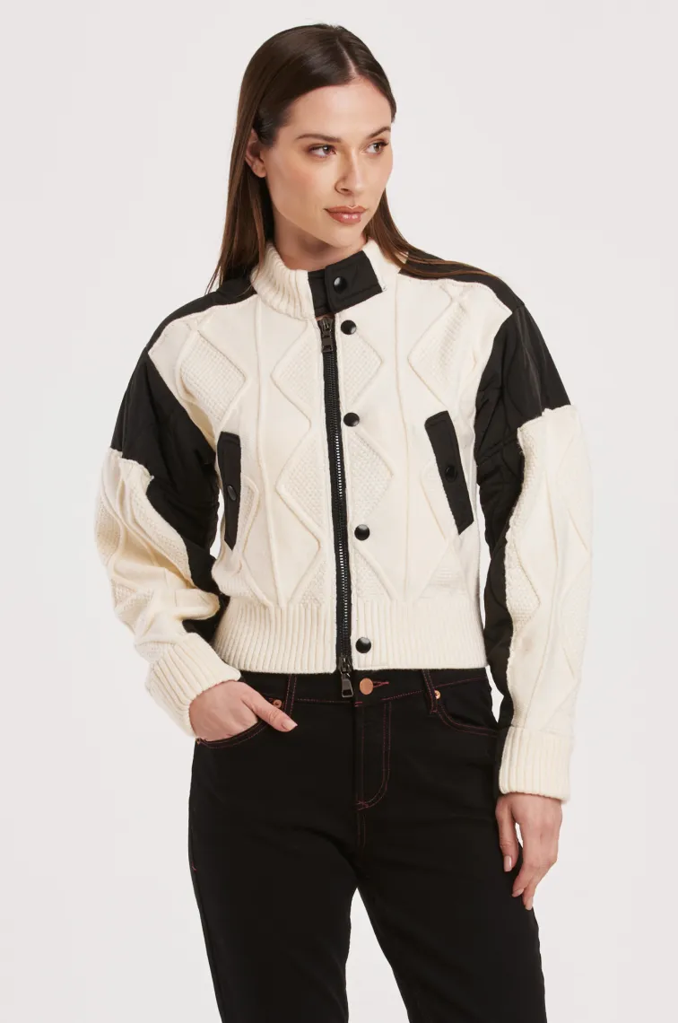 AL Cable Knit Quilted Jacket