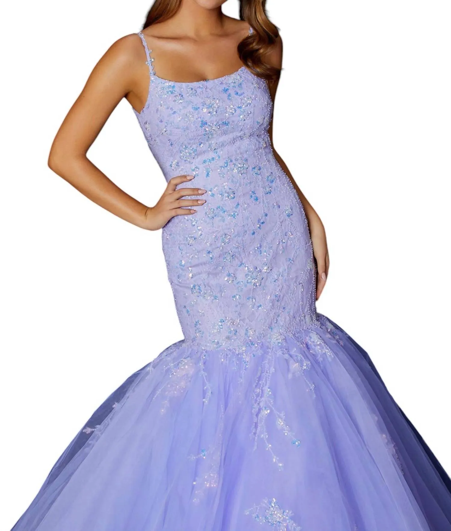 Amarra - Scoop Embroidered Mermaid Evening Gown
