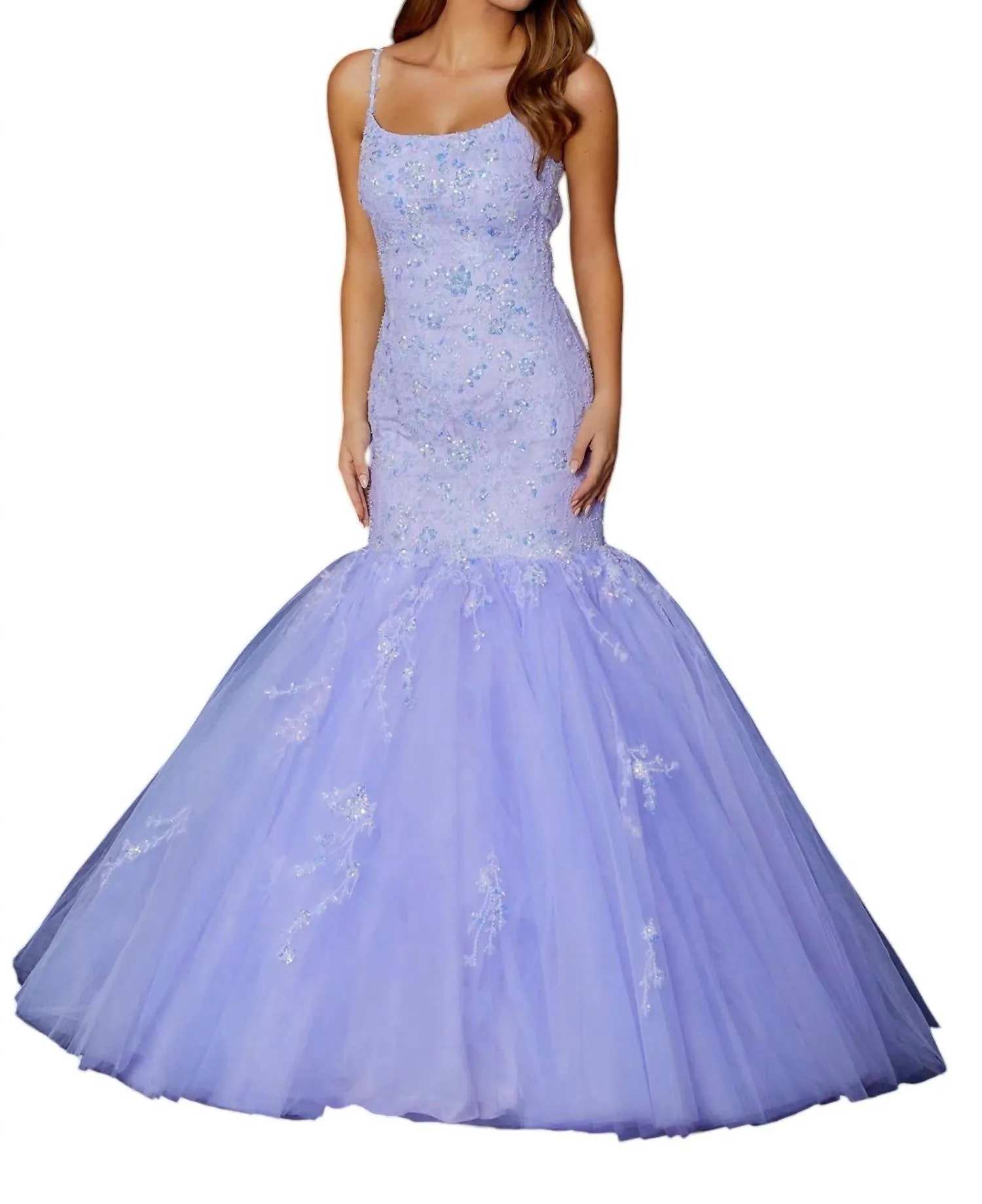 Amarra - Scoop Embroidered Mermaid Evening Gown