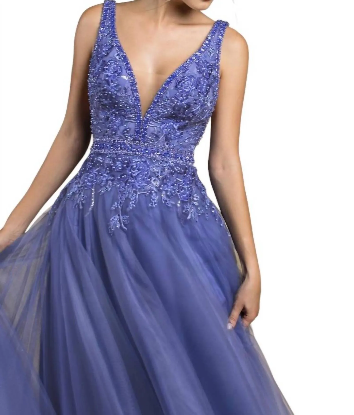 Andrea & Leo Couture - Peony Embroidered A-Line Prom Dress