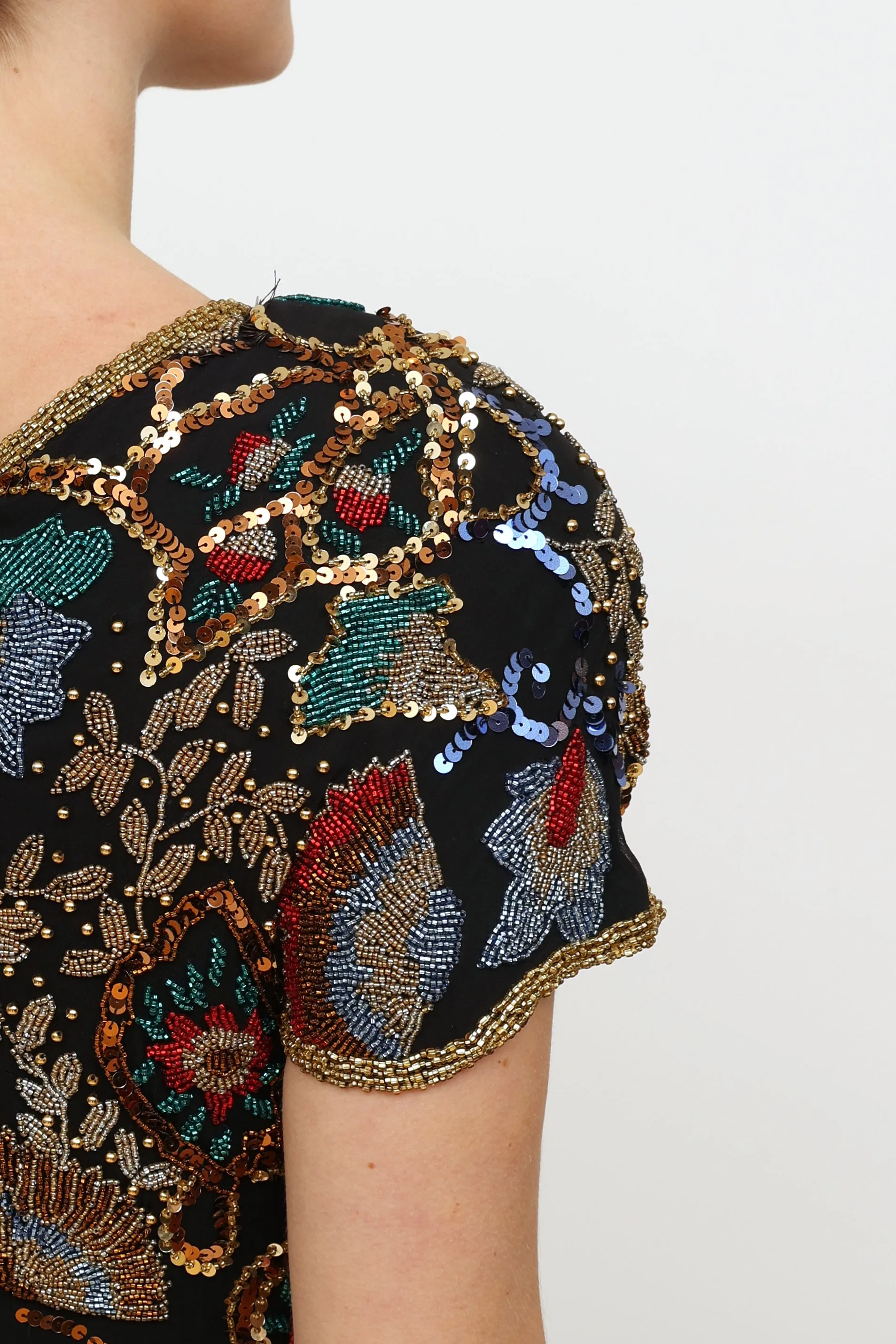 Black Multi Beaded & Sequin Top