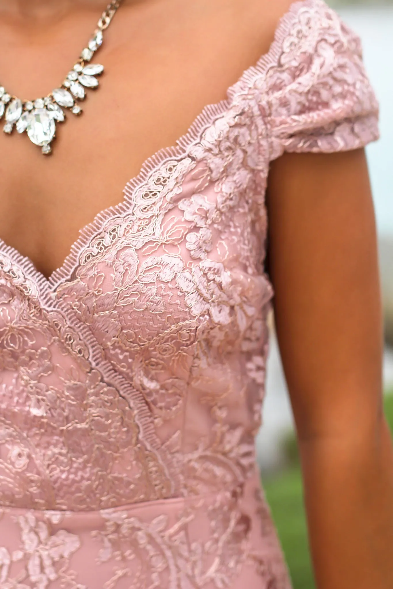 Blush Embroidered Maxi Dress with Mesh Back