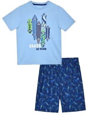 Boys 2-Piece Short-Sleeve Jersey Pajama Shorts Set - Skate of Mind.
