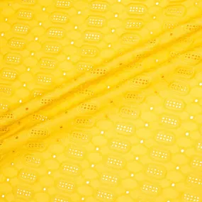 Canary Yellow Geometric Embroidered Cotton