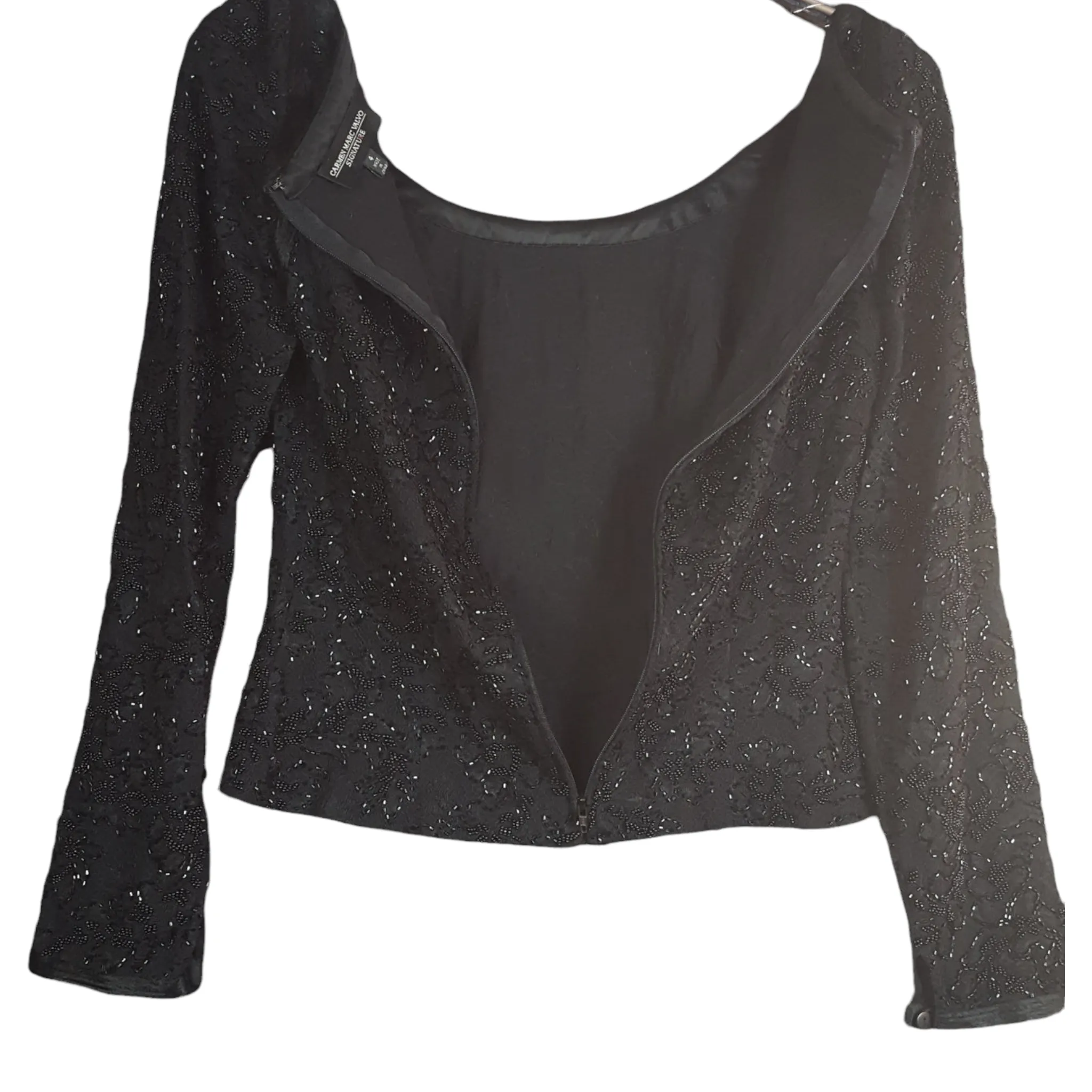 Carmen Marc Valvo Beaded Bodice Blouse Size 4