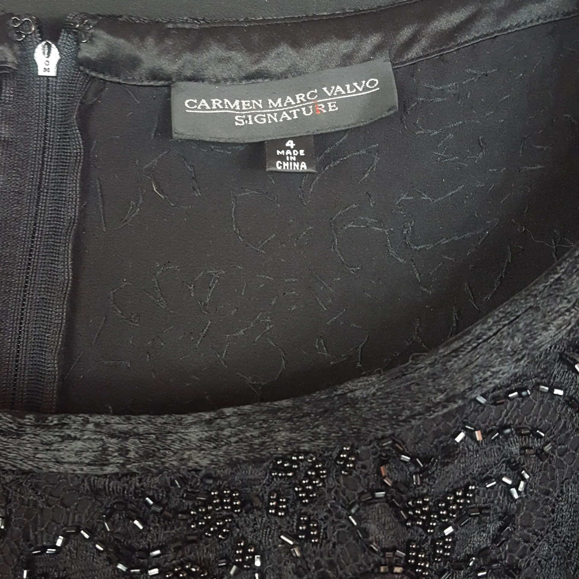 Carmen Marc Valvo Beaded Bodice Blouse Size 4
