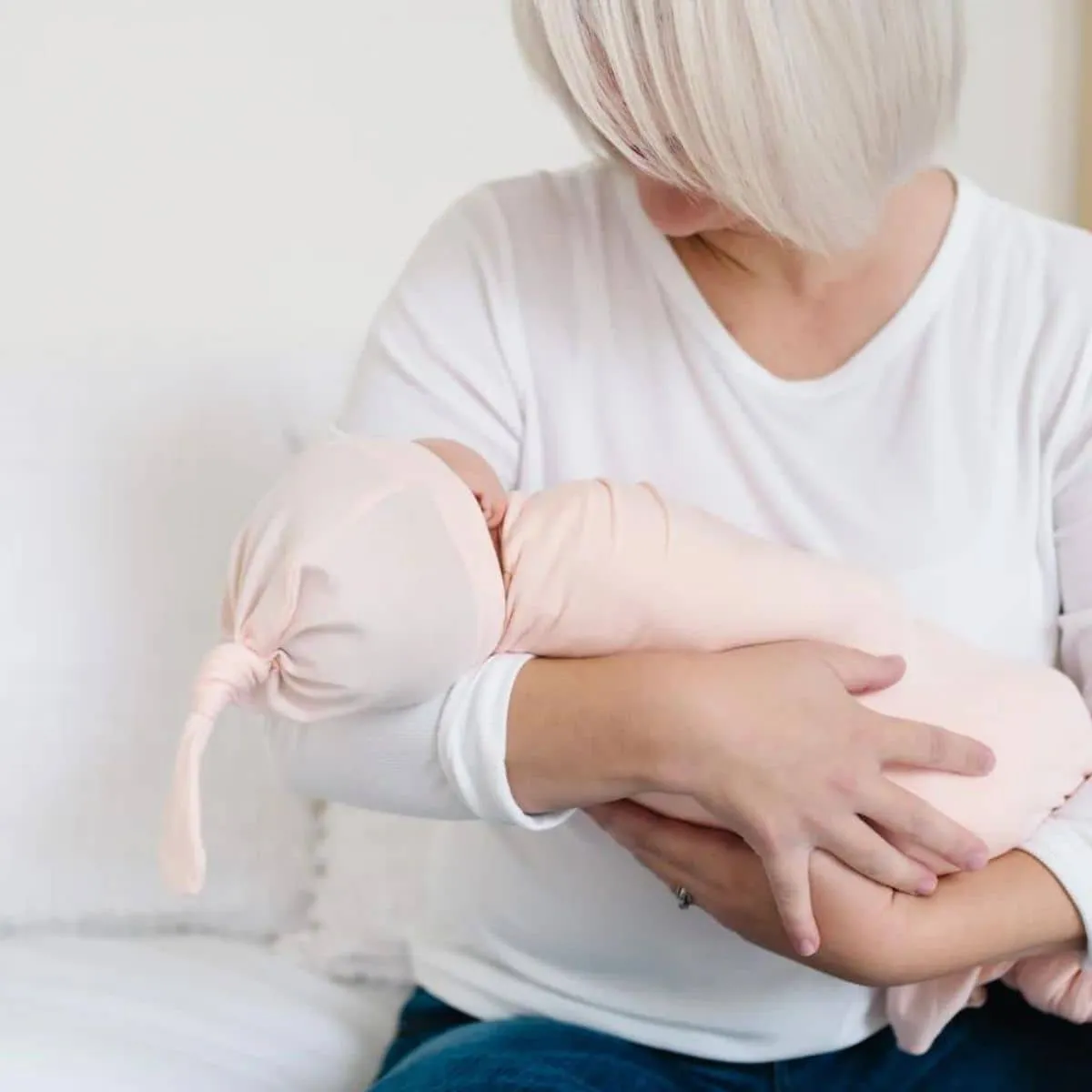 Copper Pearl Knit Swaddle Blanket - Blush