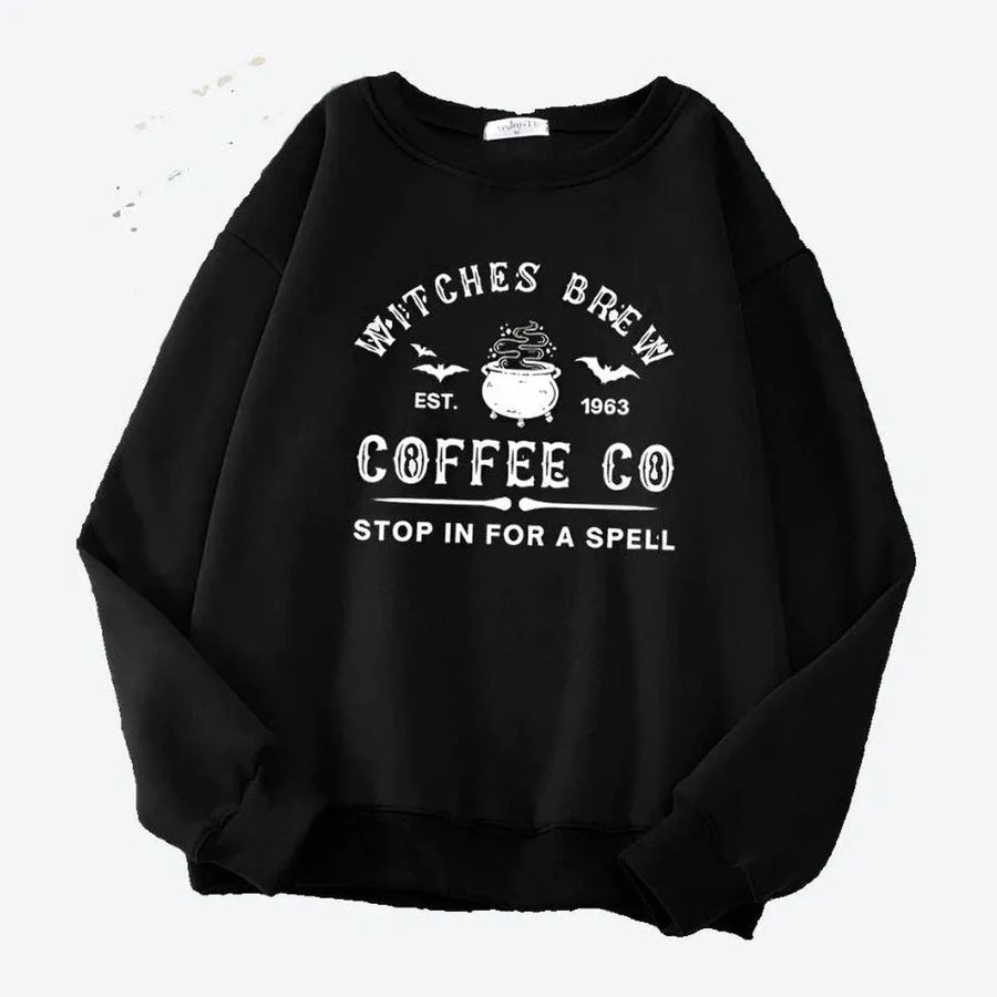 Cozy Witches Brew Themed Crewneck Sweaters