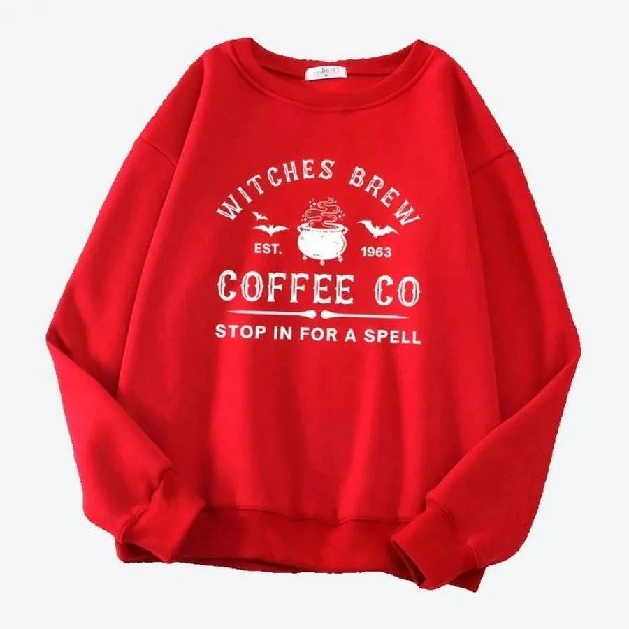 Cozy Witches Brew Themed Crewneck Sweaters