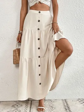 Decorative Button Tiered Skirt