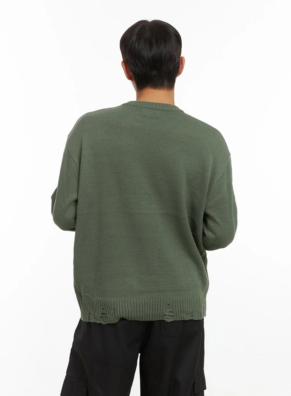Destroyed Loose Fit Round Neck Top CO410