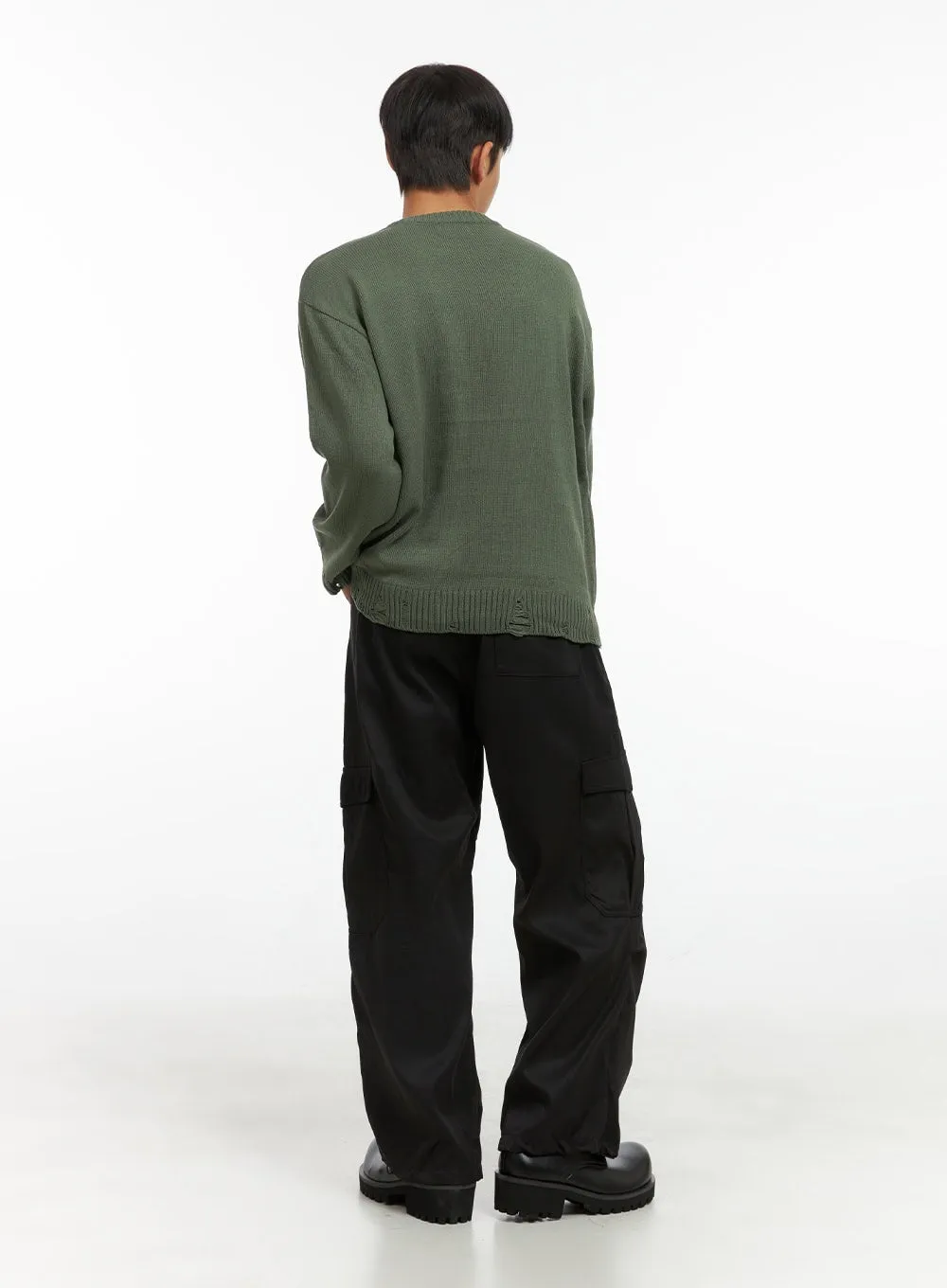Destroyed Loose Fit Round Neck Top CO410