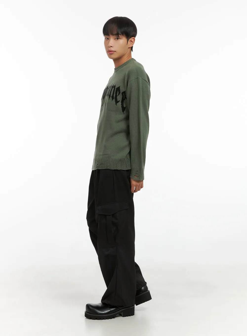 Destroyed Loose Fit Round Neck Top CO410