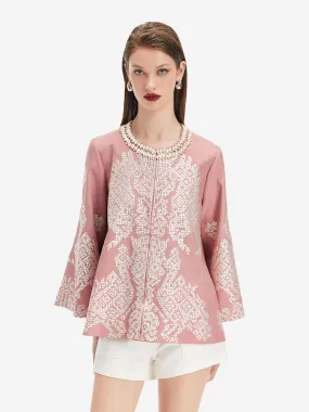 Embroidered Lace Floral Beaded Top