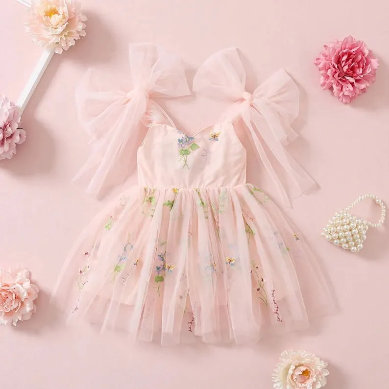 Enchanted Angel Dress - Embroidered Pink