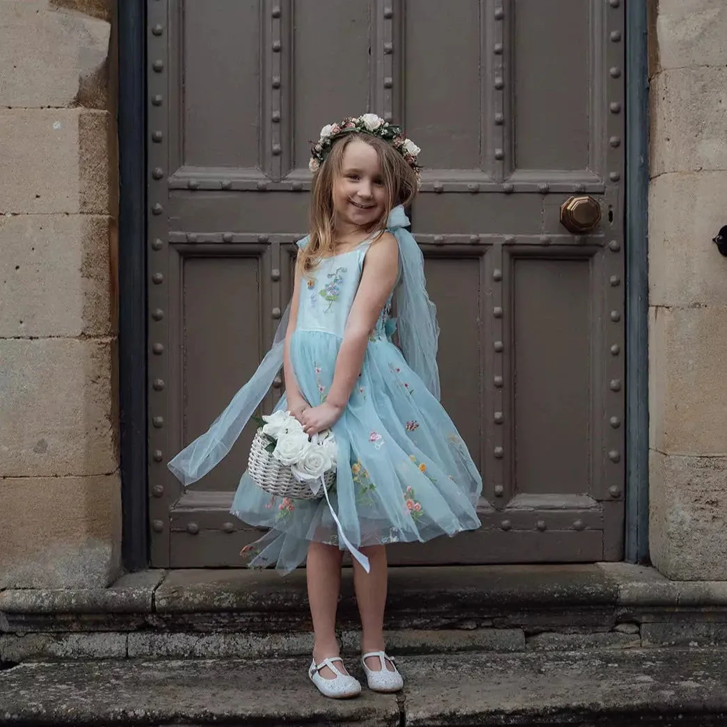 Enchanted Angel Dress - Embroidered Sky Blue