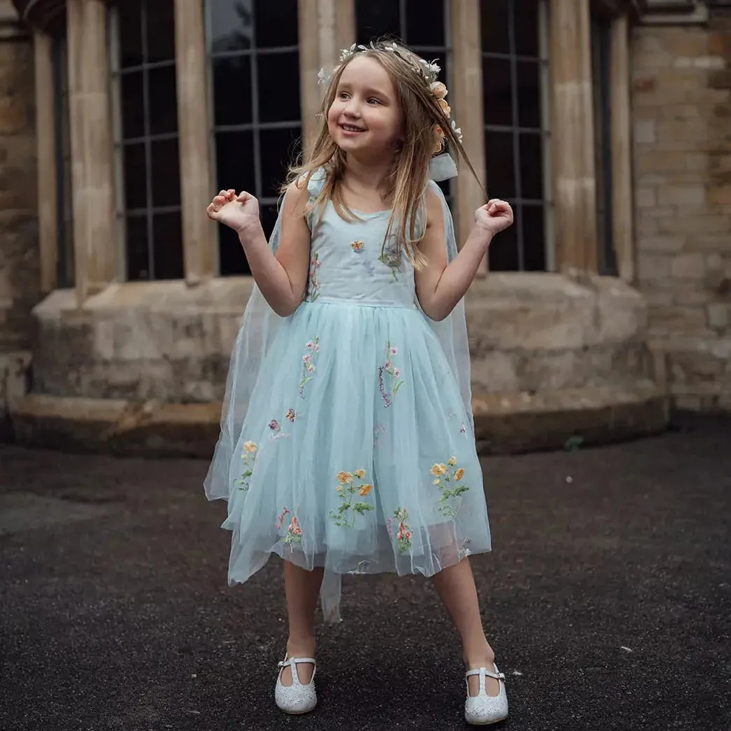Enchanted Angel Dress - Embroidered Sky Blue