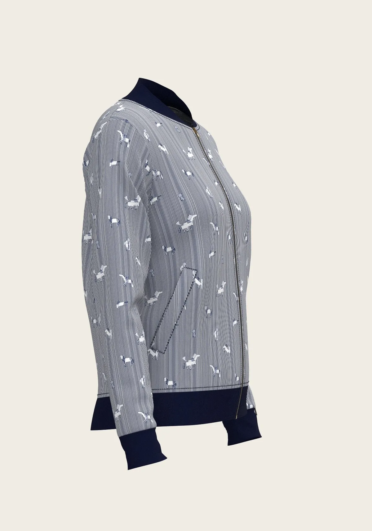  Espoir Equestrian Navy Stripes Reversible Jacket