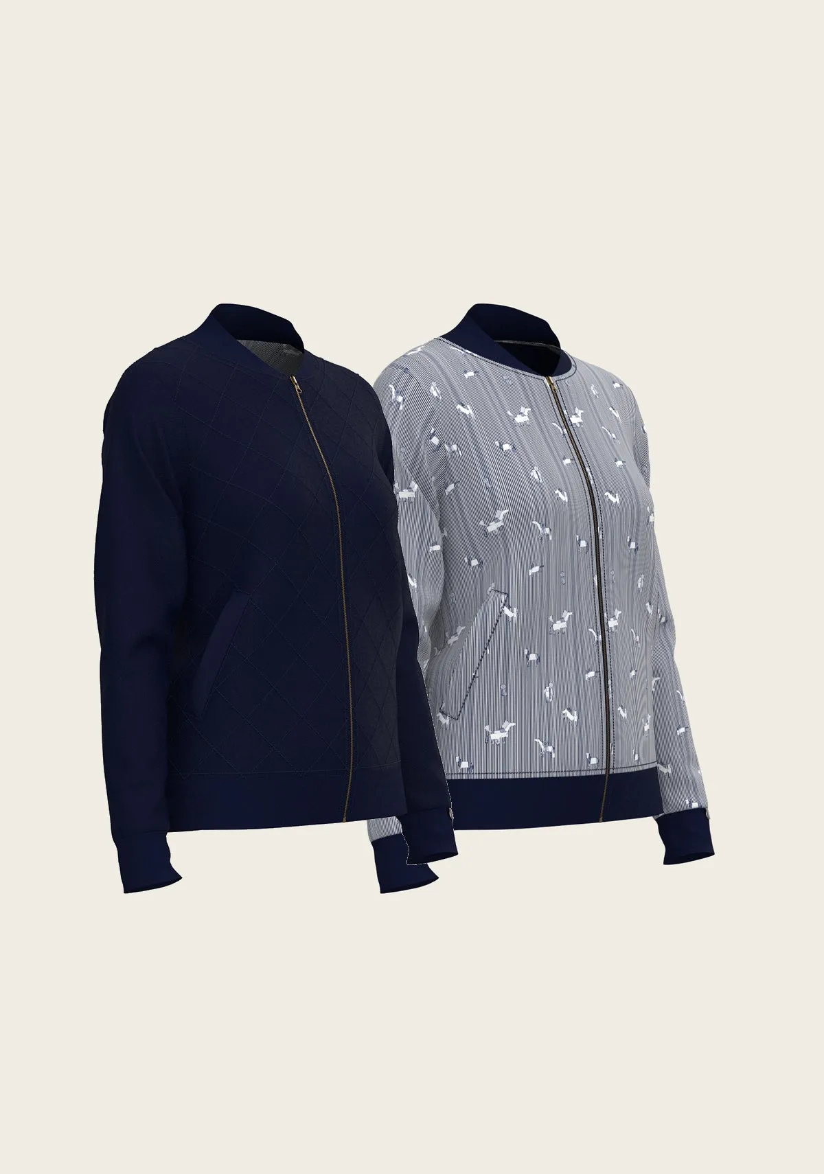  Espoir Equestrian Navy Stripes Reversible Jacket