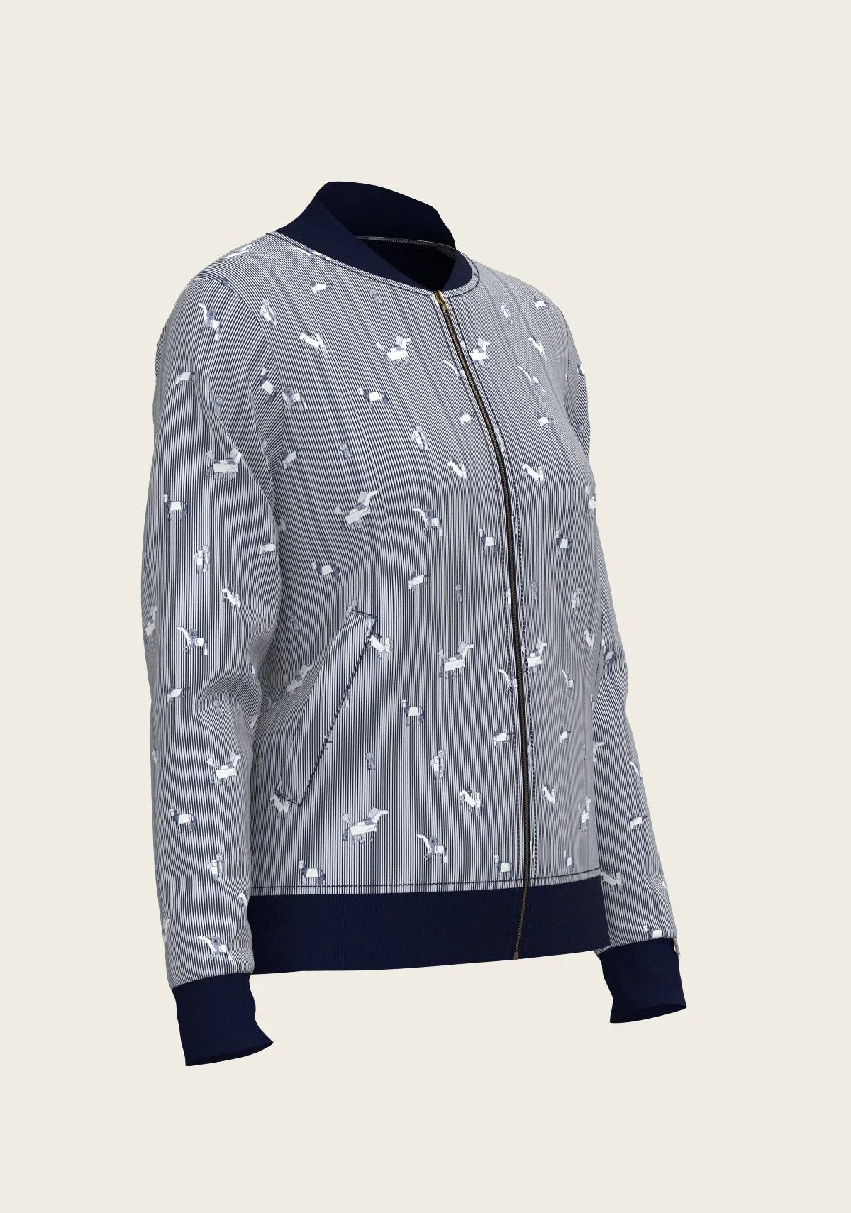  Espoir Equestrian Navy Stripes Reversible Jacket