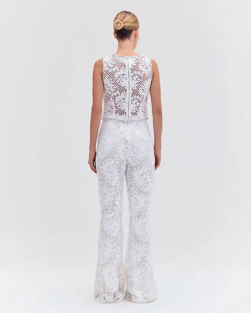 Hand Beaded Lace Top - White
