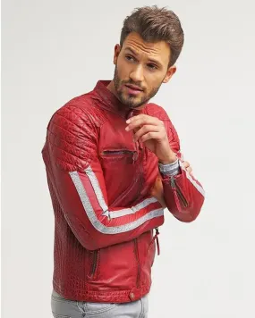 Hank Red Quilted Leather Jacket