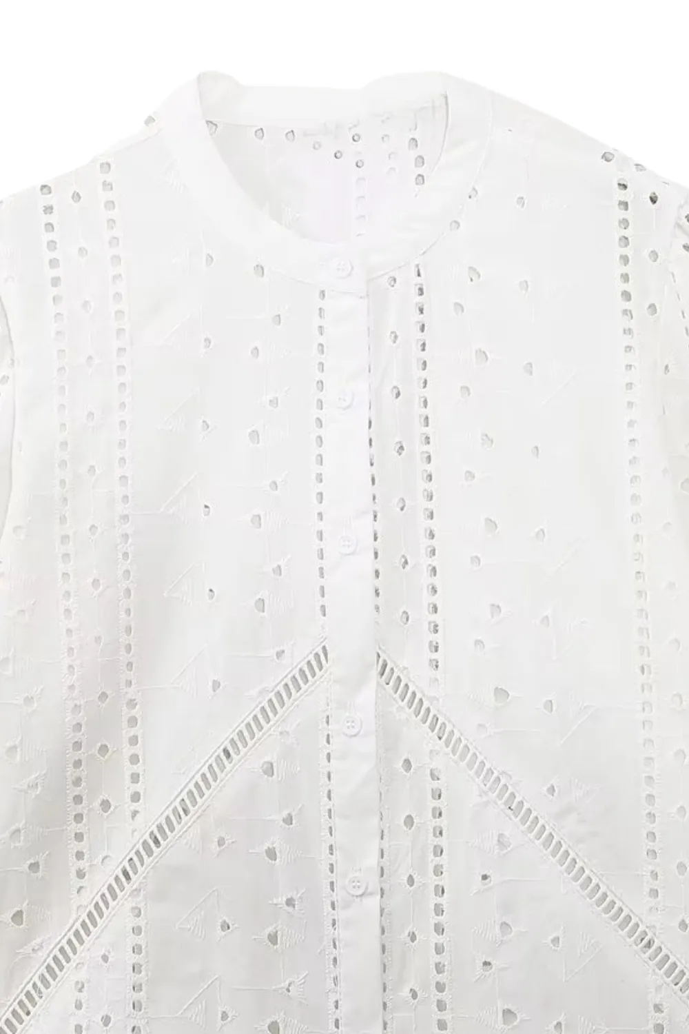 'Jeanette' Eyelet Embroidery Long Sleeve Shirt