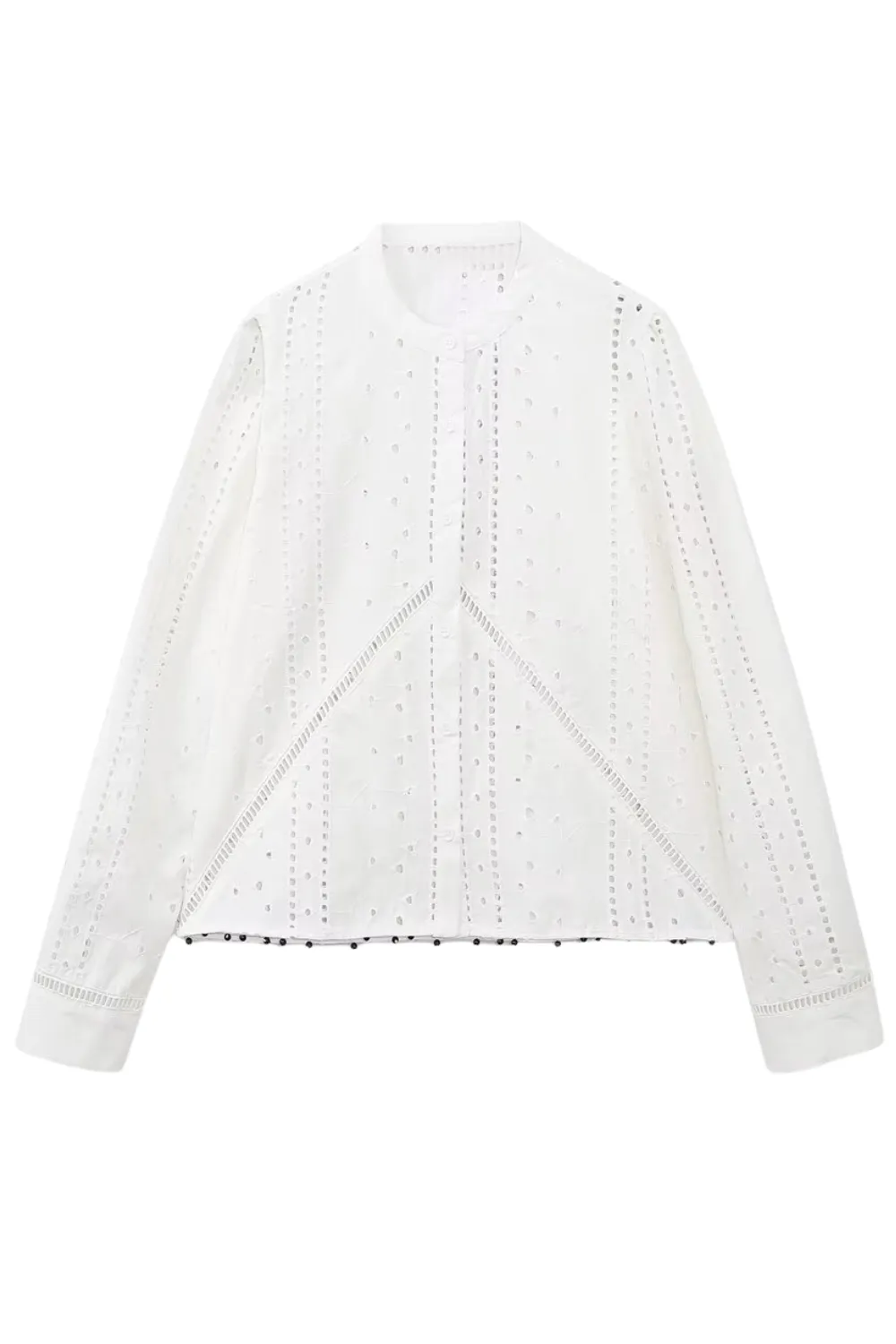 'Jeanette' Eyelet Embroidery Long Sleeve Shirt