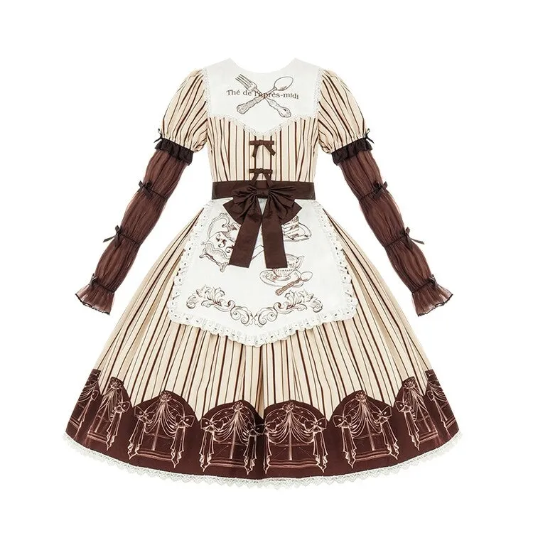 Kawaii Brown Maid Lolita Dress Set
