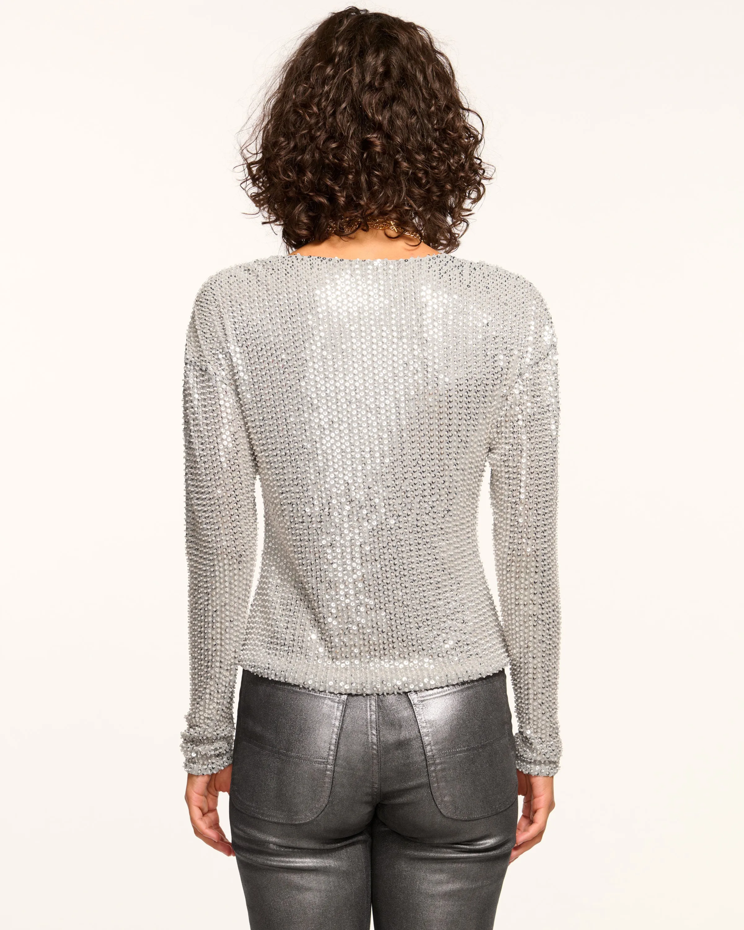 Leon Beaded Cowl Neck Top
