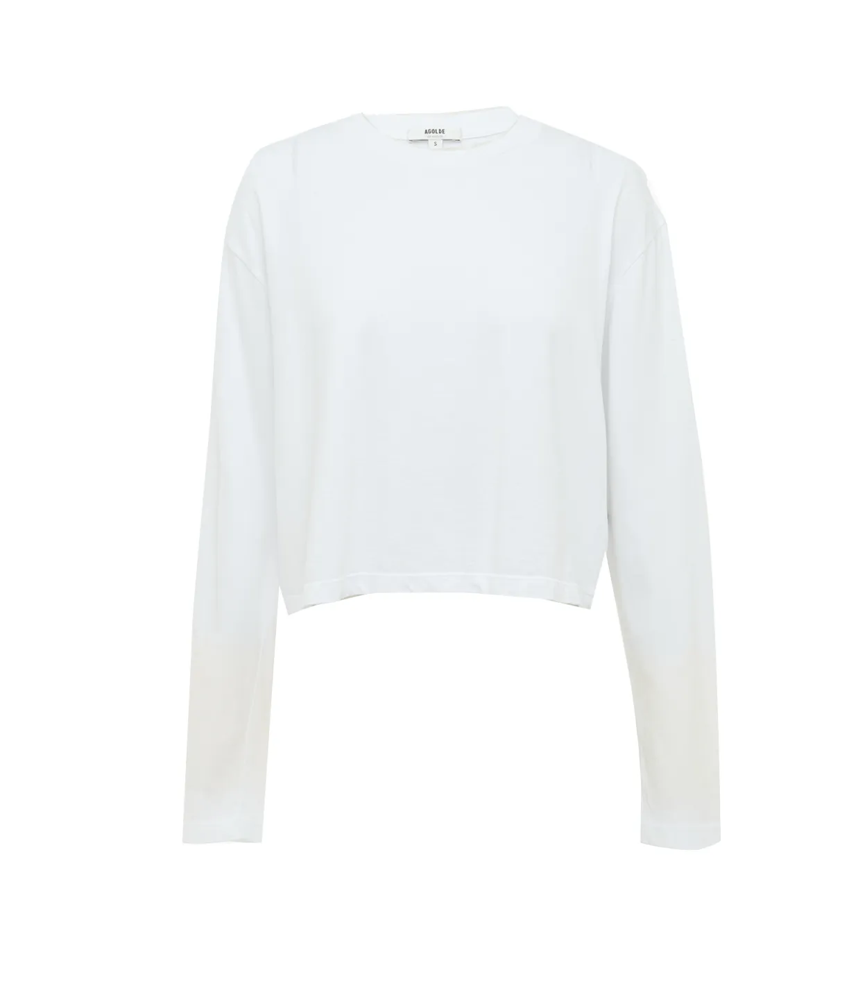 Mason Cropped Long Tee in White
