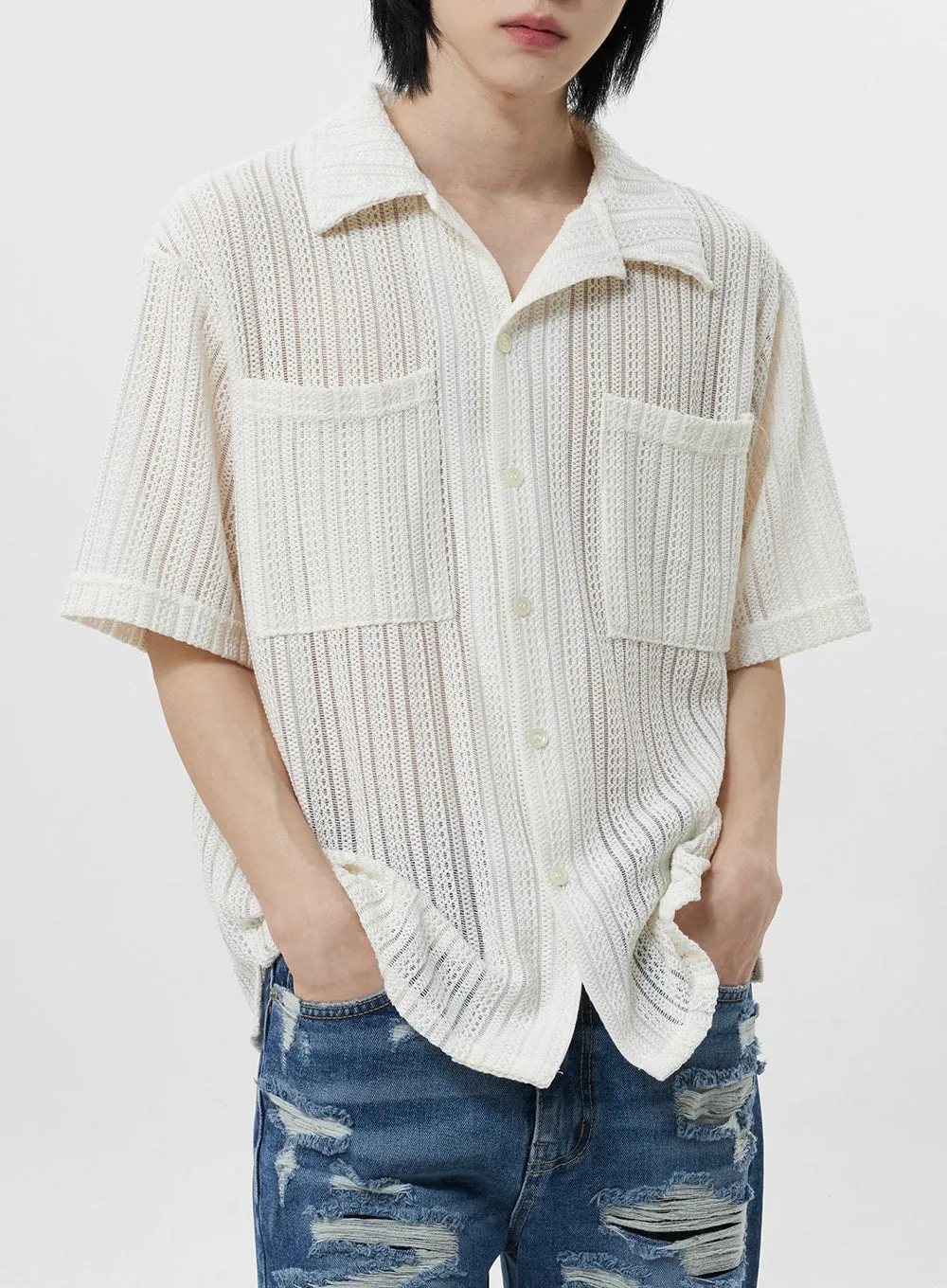 Mesh Button Top Unisex CY322