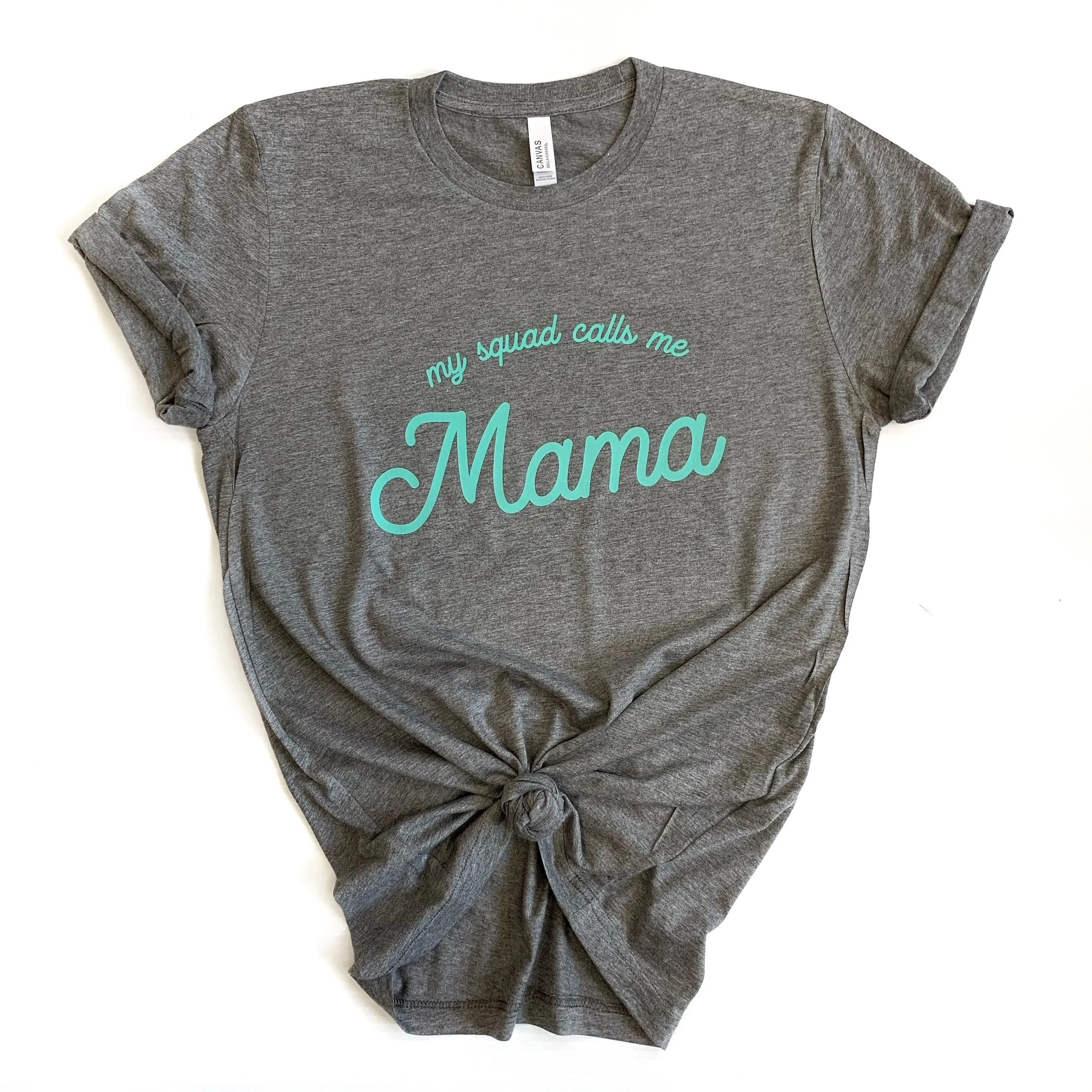 My Squad Calls Me Mama Grey Triblend with Mint Ink