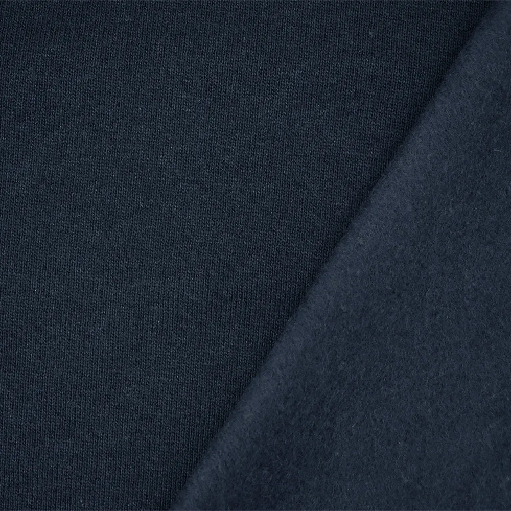 Navy Blue Cotton Wool Stretch Spandex Sweatshirt Fleece Knit Fabric