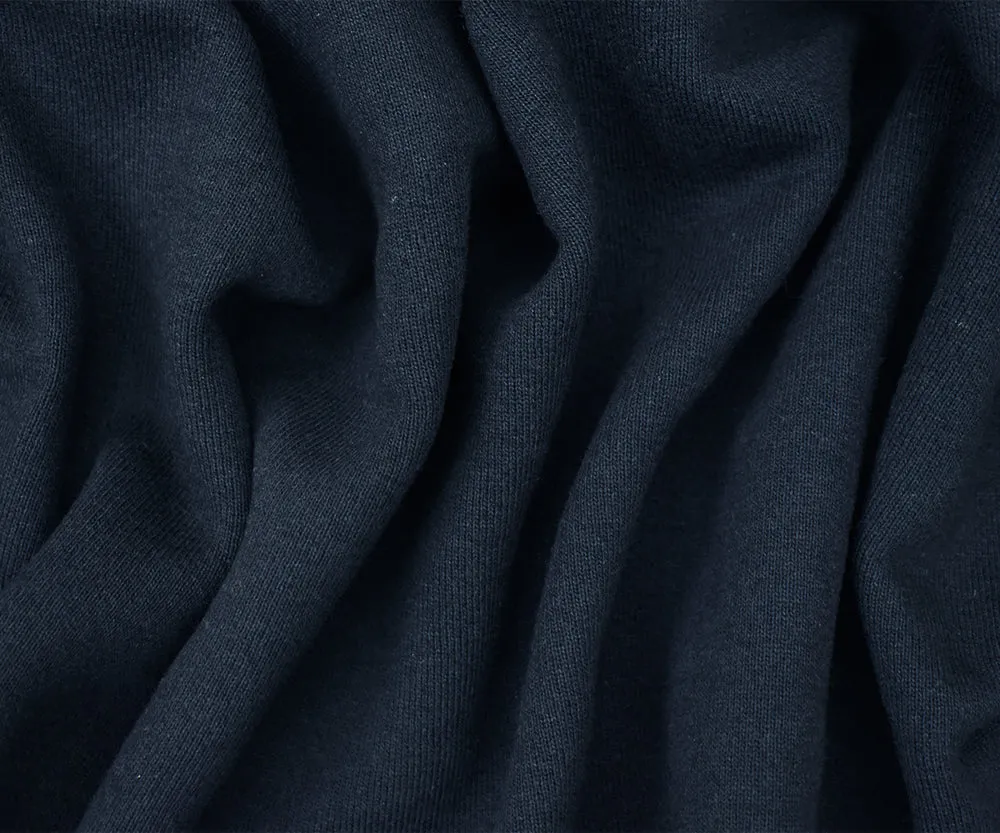 Navy Blue Cotton Wool Stretch Spandex Sweatshirt Fleece Knit Fabric