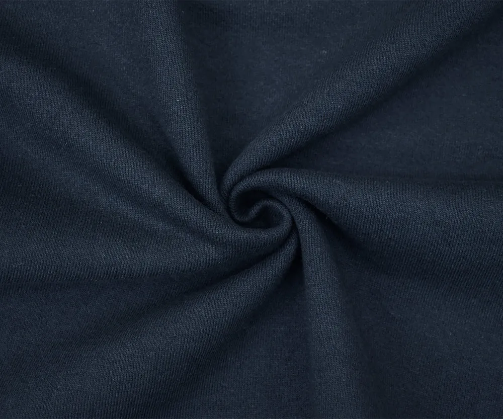 Navy Blue Cotton Wool Stretch Spandex Sweatshirt Fleece Knit Fabric