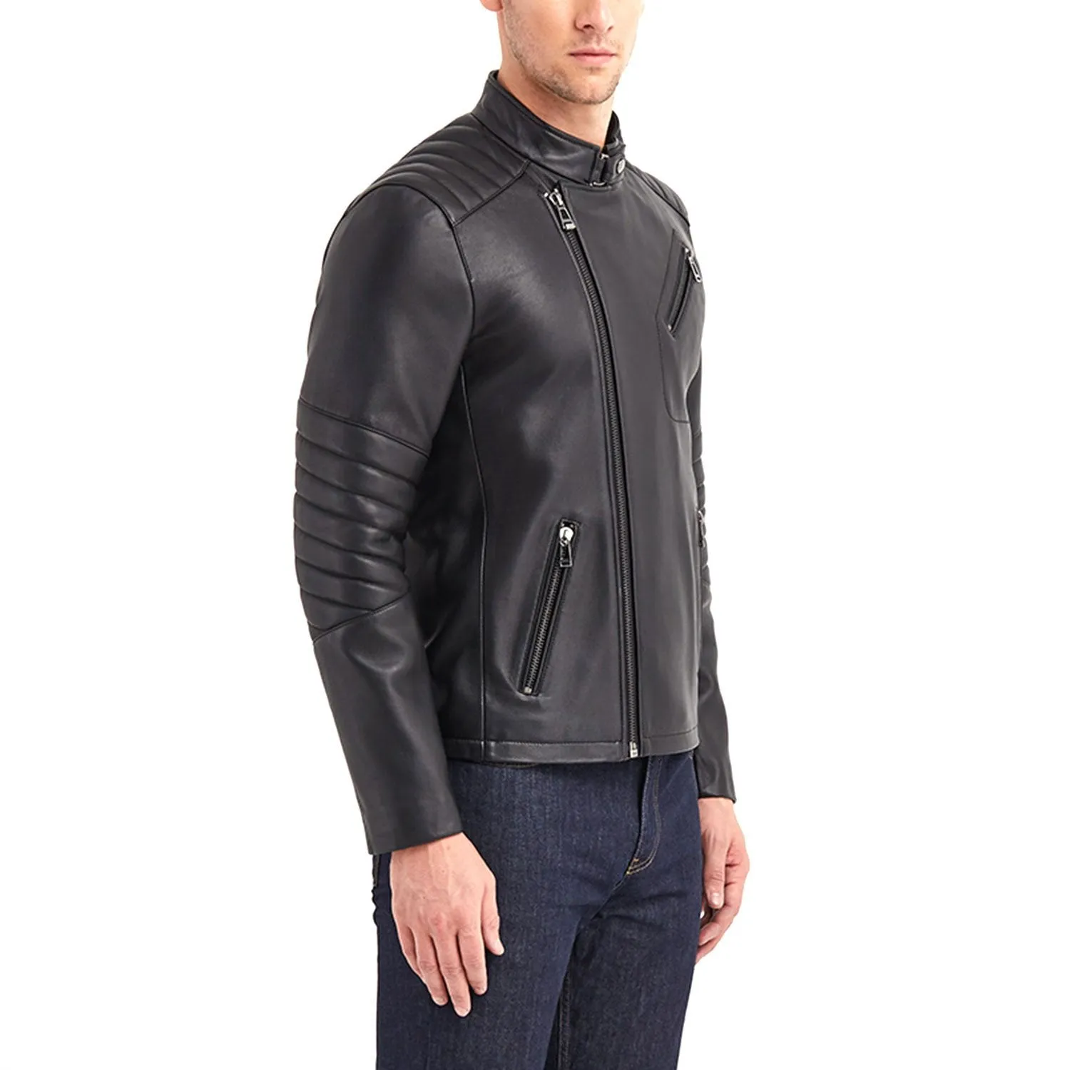 Newline Fashion Julio Biker Leather Jacket - Black