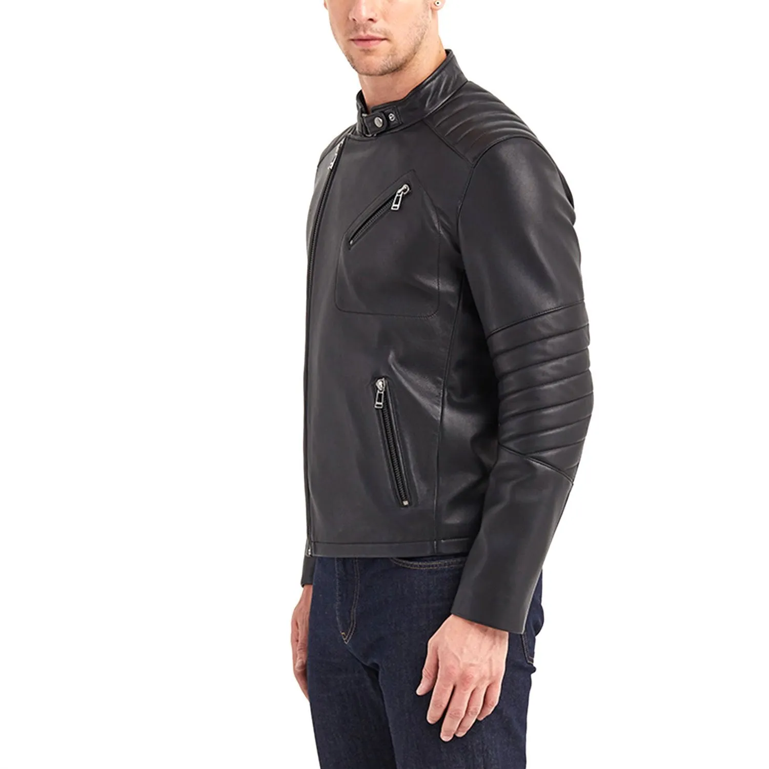 Newline Fashion Julio Biker Leather Jacket - Black