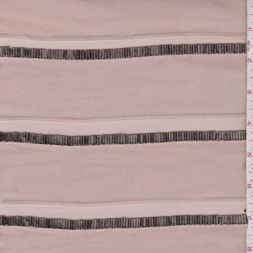 Nude Beige Ruffle Beaded Chiffon Fabric